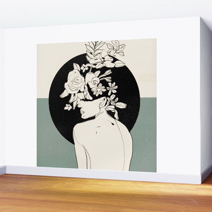 Bloom 8 Line Drawing Wall Mural Gallery Image 2