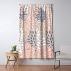 Flowers Abstract Print, Coral, Peach, Gray Window Curtain Gallery Image 5