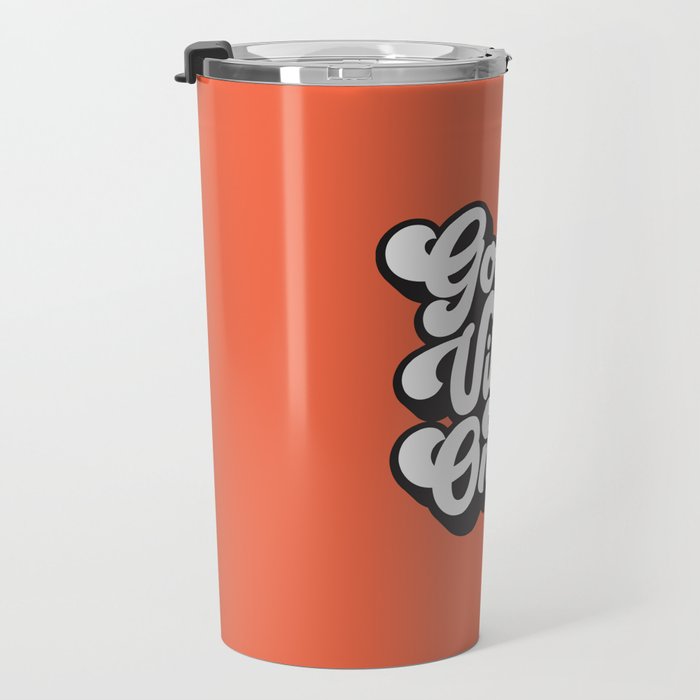 GOOD VIBES ONLY orange red black and white Travel Mug Gallery Image 3