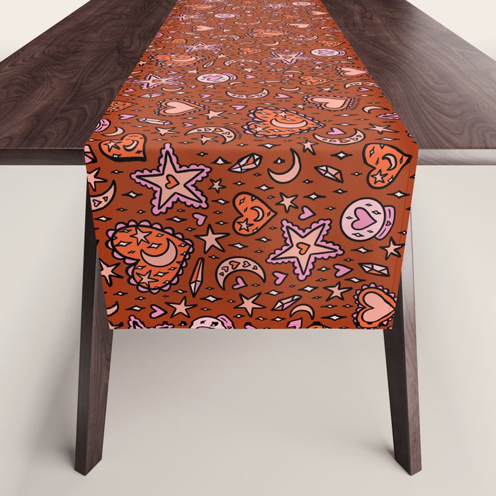 Love Witch Print in Red Table Runner Gallery Image 1