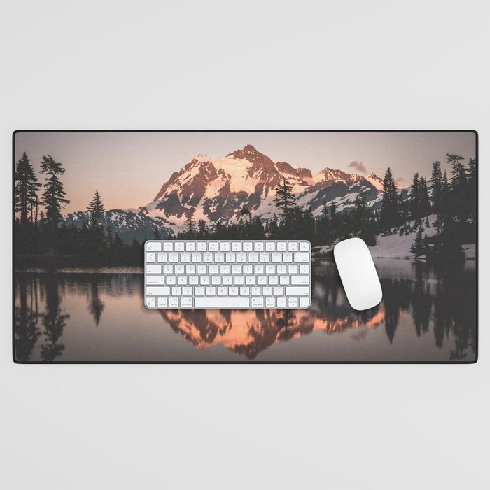 Alpenglow - Mountain Reflection - Nature Photography Desk Mat Gallery Image 1