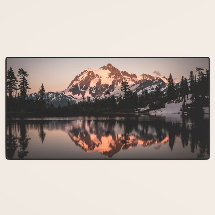 Alpenglow - Mountain Reflection - Nature Photography Desk Mat Gallery Image 3