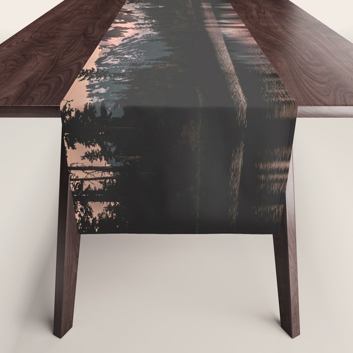 Alpenglow - Mountain Reflection - Nature Photography Table Runner Gallery Image 1