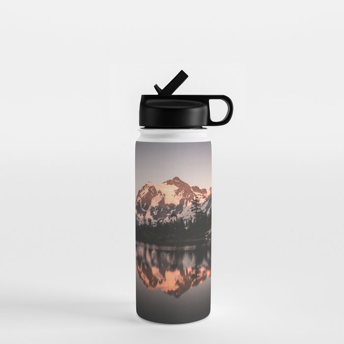 Alpenglow - Mountain Reflection - Nature Photography Water Bottle Gallery Image 1