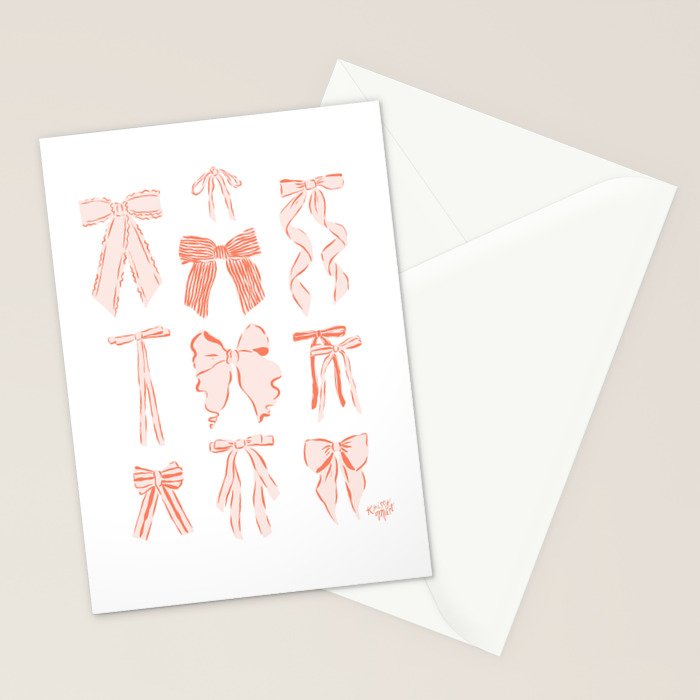Bows in pink and cream  Stationery Card Gallery Image 2