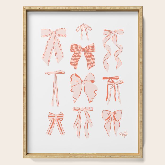 Bows in pink and cream  Serving Tray Gallery Image 1