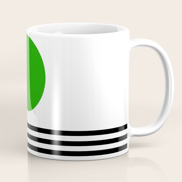 Mid-century Modern Lime Green Minimalist Sunset Over Striped Waves Coffee Mug Gallery Image 1