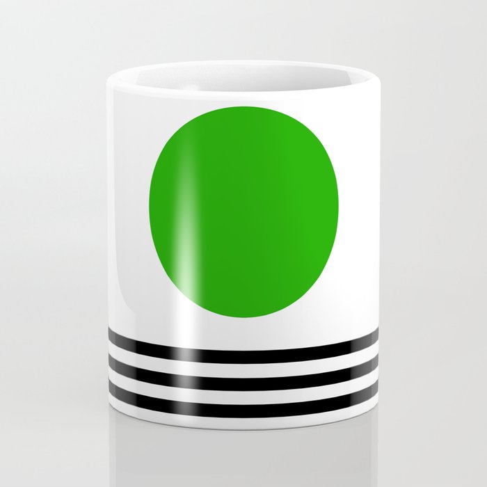 Mid-century Modern Lime Green Minimalist Sunset Over Striped Waves Coffee Mug Gallery Image 4