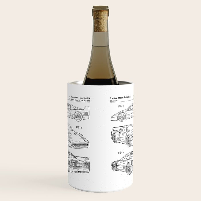 Supercar Sports Car Patent - Car Fan Classic Car Art - Black Chalkboard Wine Chiller Gallery Image 1