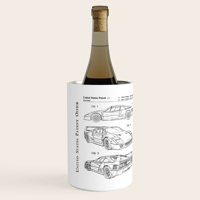 Supercar Sports Car Patent - Car Fan Classic Car Art - Black Chalkboard Wine Chiller Gallery Image 2