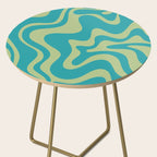 Retro Liquid Swirl Abstract Pattern Teal Blue and Celery Sage Green Side Table Gallery Image 2