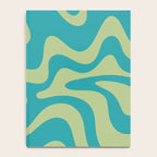 Retro Liquid Swirl Abstract Pattern Teal Blue and Celery Sage Green Notebook Gallery Image 4