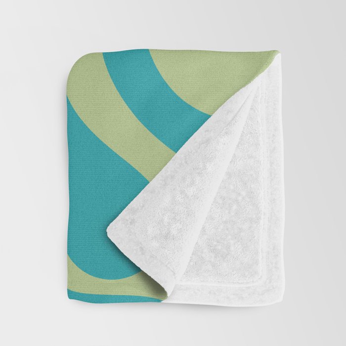 Retro Liquid Swirl Abstract Pattern Teal Blue and Celery Sage Green Throw Blanket Gallery Image 3