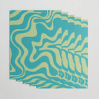 Retro Liquid Swirl Abstract Pattern Teal Blue and Celery Sage Green Wrapping Paper Gallery Image 3