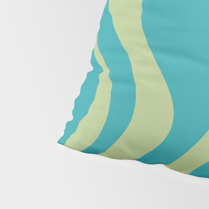 Retro Liquid Swirl Abstract Pattern Teal Blue and Celery Sage Green Pillow Sham Gallery Image 4
