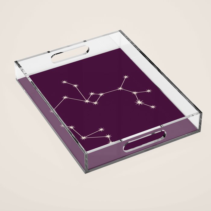 Sagittarius Zodiac Star Constellation Line Art Plum Purple Acrylic Tray Gallery Image 1