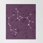 Sagittarius Zodiac Star Constellation Line Art Plum Purple Throw Blanket Gallery Image 2