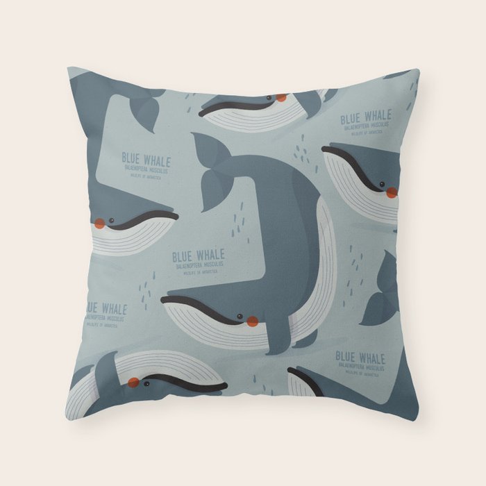 Blue Whale, Wildlife of Antarctica Throw Pillow Gallery Image 6