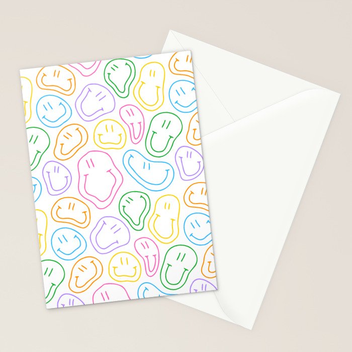 Colorful happy smiling face cartoon pattern Stationery Card Gallery Image 2