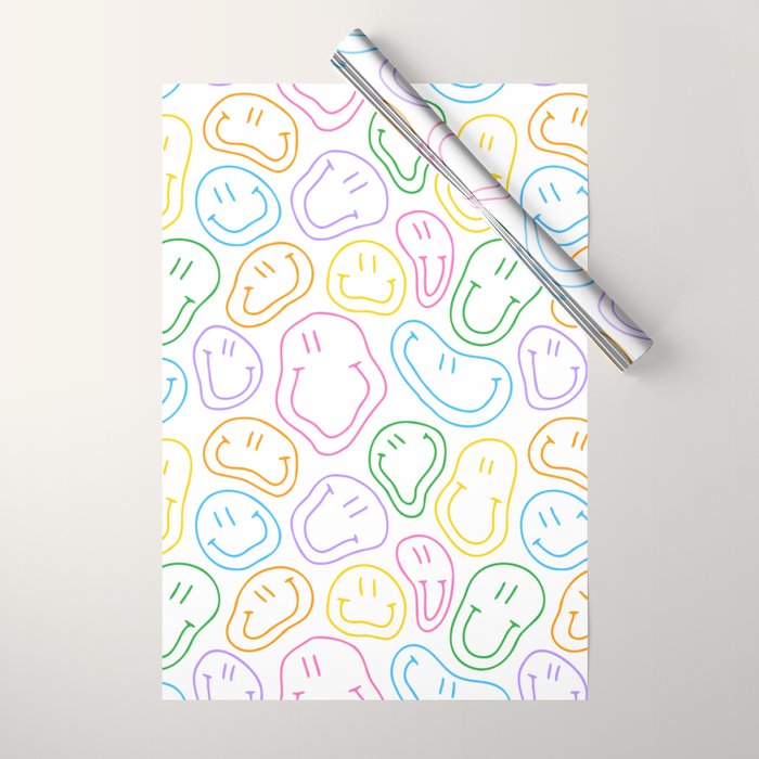 Colorful Happy Smiling Face Cartoon Pattern Wrapping Paper Gallery Image 1