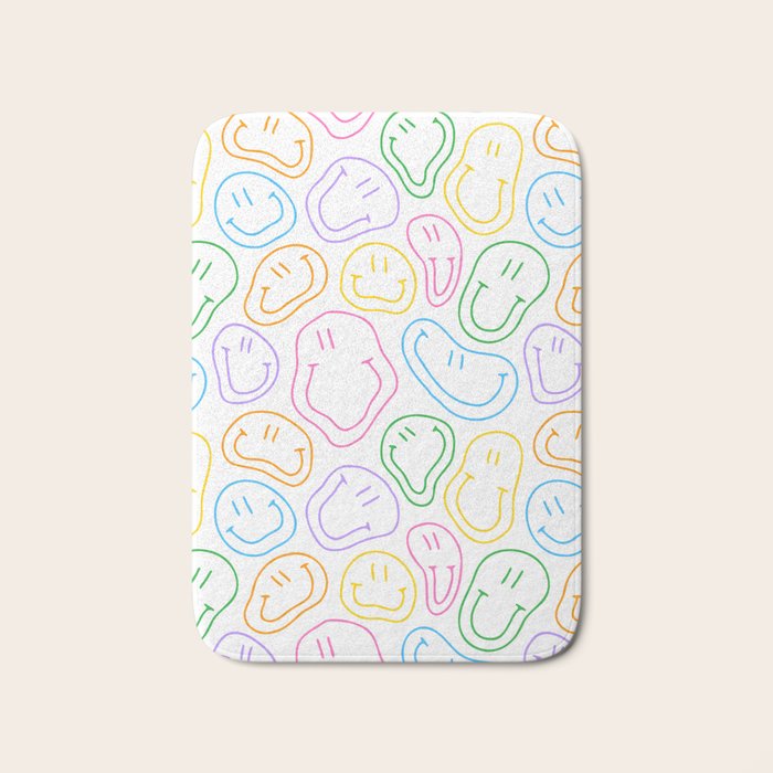 Colorful happy smiling face cartoon pattern Bath Mat Gallery Image 1