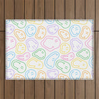 Colorful happy smiling face cartoon pattern Outdoor Rug Gallery Image 1