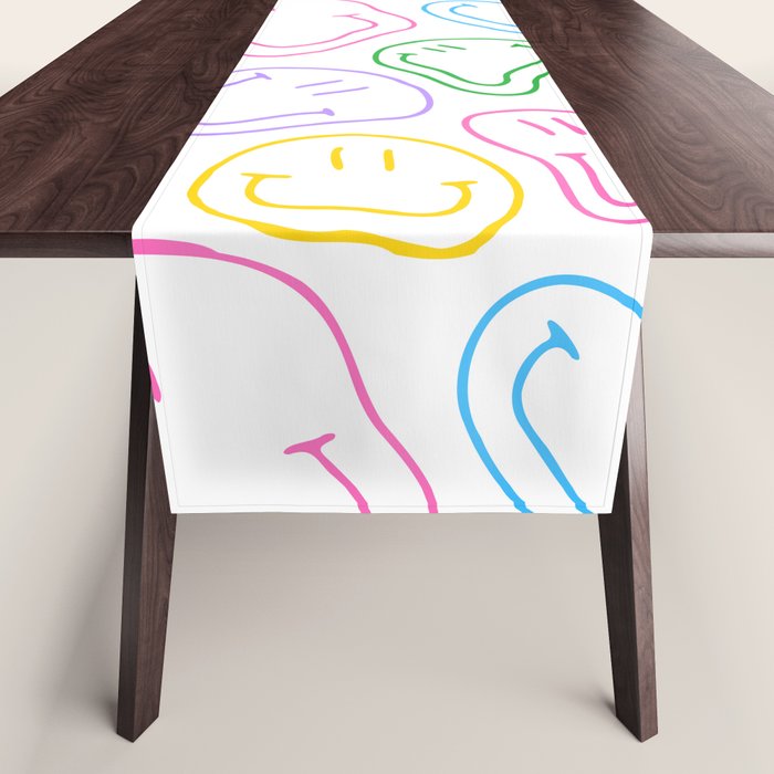 Colorful happy smiling face cartoon pattern Table Runner Gallery Image 1