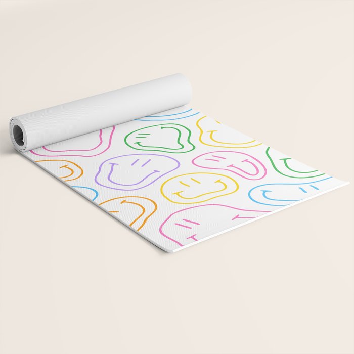 Colorful happy smiling face cartoon pattern Yoga Mat Gallery Image 2