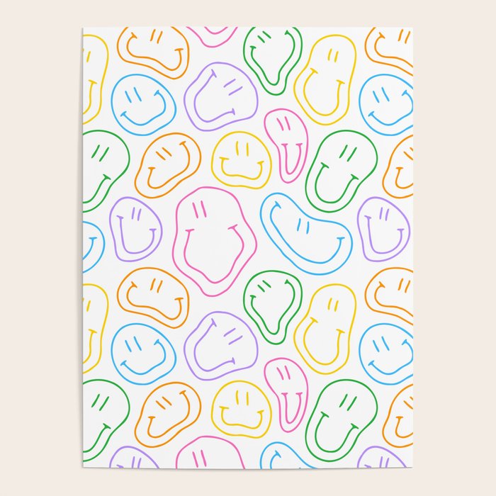 Colorful happy smiling face cartoon pattern Poster Gallery Image 1