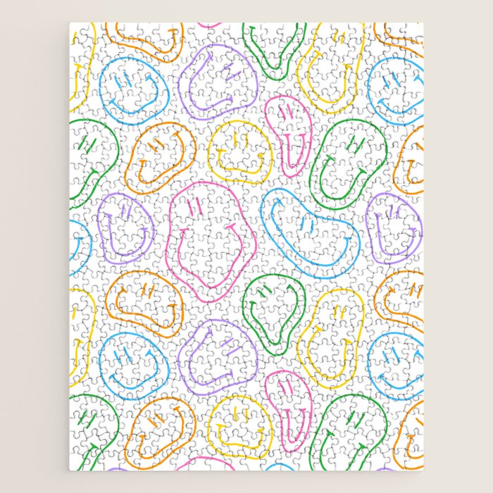 Colorful happy smiling face cartoon pattern Jigsaw Puzzle Gallery Image 1