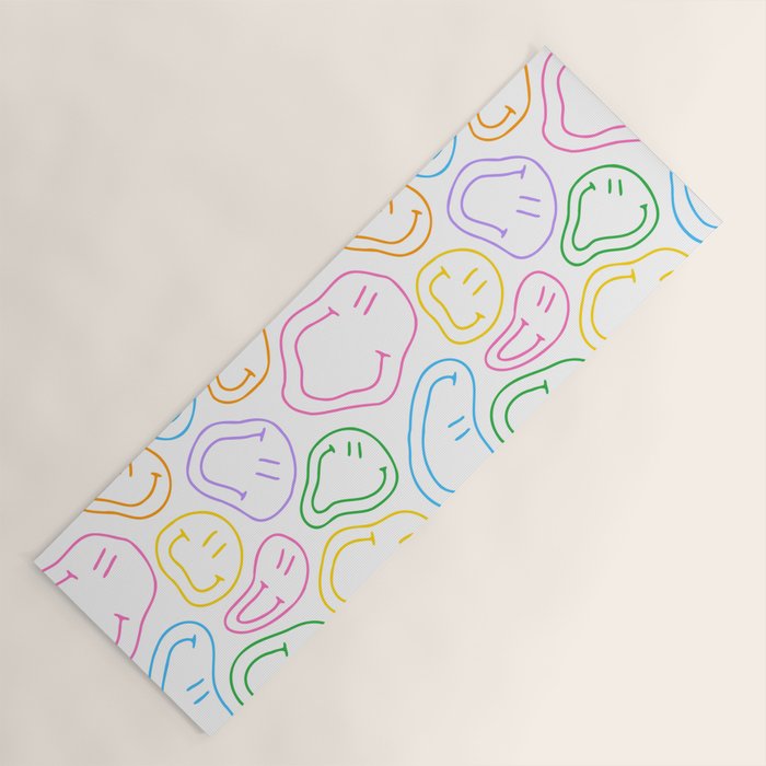 Colorful happy smiling face cartoon pattern Yoga Mat Gallery Image 1