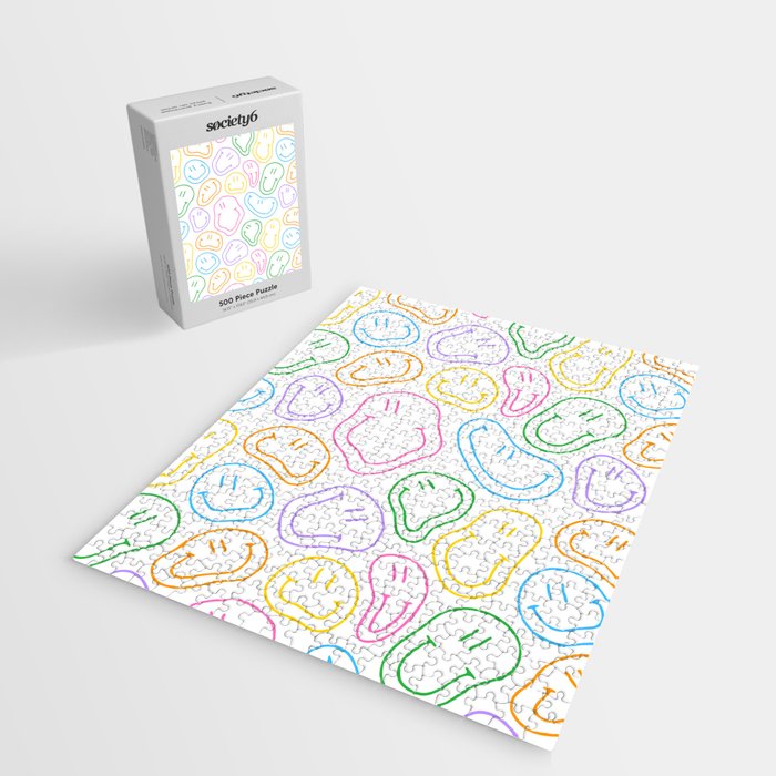 Colorful happy smiling face cartoon pattern Jigsaw Puzzle Gallery Image 2