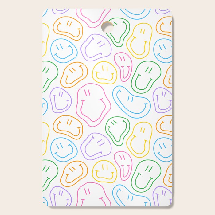 Colorful happy smiling face cartoon pattern Cutting Board Gallery Image 1