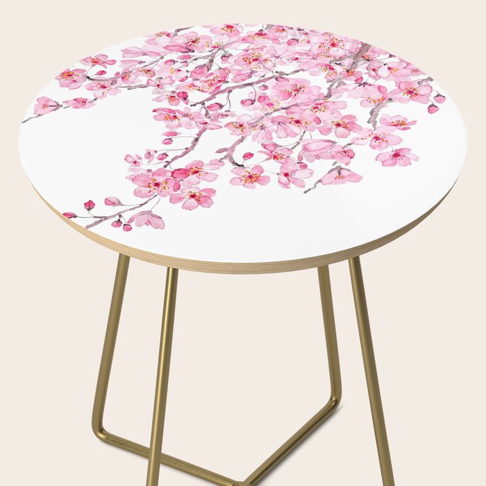 pink cherry blossom watercolor 2020 Side Table Gallery Image 2