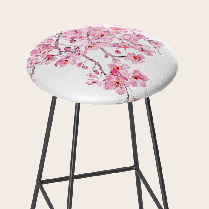 pink cherry blossom watercolor 2020 Stool Gallery Image 2
