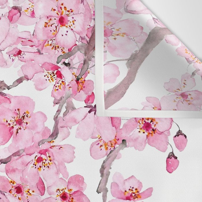 pink cherry blossom watercolor 2020 Wall Tapestry Gallery Image 3