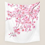 pink cherry blossom watercolor 2020 Wall Tapestry Gallery Image 4