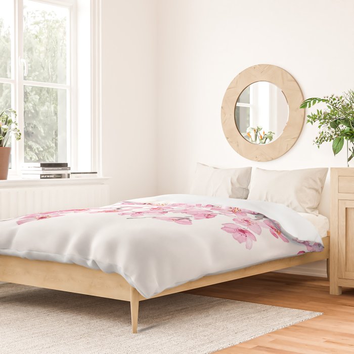 pink cherry blossom watercolor 2020 Duvet Cover Gallery Image 2