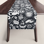 Witchy Things In Black And White Table Runner Gallery Image 1