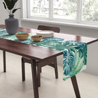 Tropical Palms, Green and Blue, Abstract Table Runner Gallery Image 2