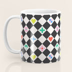 Tropical Vacation Symbols Black and White Harlequin Diamond Grid Coffee Mug Gallery Image 3