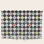 Tropical Vacation Symbols Black and White Harlequin Diamond Grid Wall Hanging Gallery Image 1