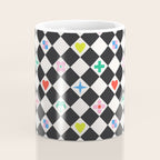 Tropical Vacation Symbols Black and White Harlequin Diamond Grid Coffee Mug Gallery Image 4