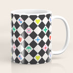 Tropical Vacation Symbols Black and White Harlequin Diamond Grid Coffee Mug Gallery Image 1