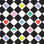 Tropical Vacation Symbols Black and White Harlequin Diamond Grid Coffee Mug Gallery Image 2