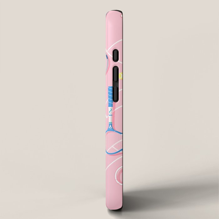 Collection of Retro Tennis Racquets on Pink iPhone Case Gallery Image 2