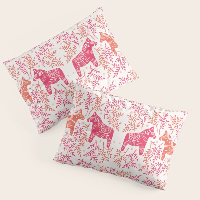 Swedish Dala Horses - Melon Palette Pillow Sham Gallery Image 1