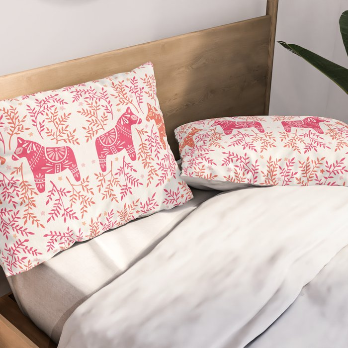 Swedish Dala Horses - Melon Palette Pillow Sham Gallery Image 2
