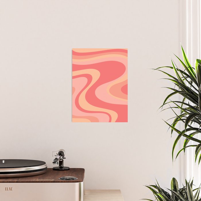 Peach Pink Abstract Trippy Dream Pattern Poster Gallery Image 2