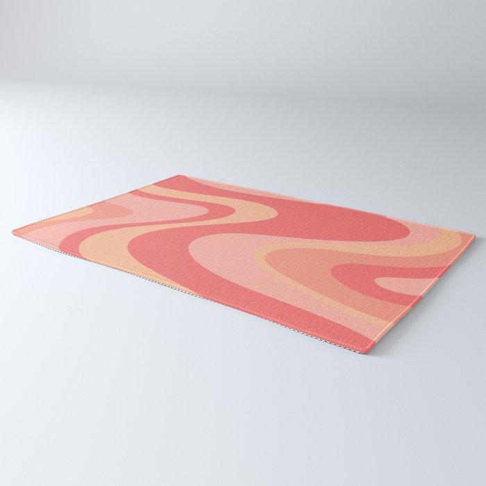 Peach Pink Abstract Trippy Dream Pattern Rug Gallery Image 3